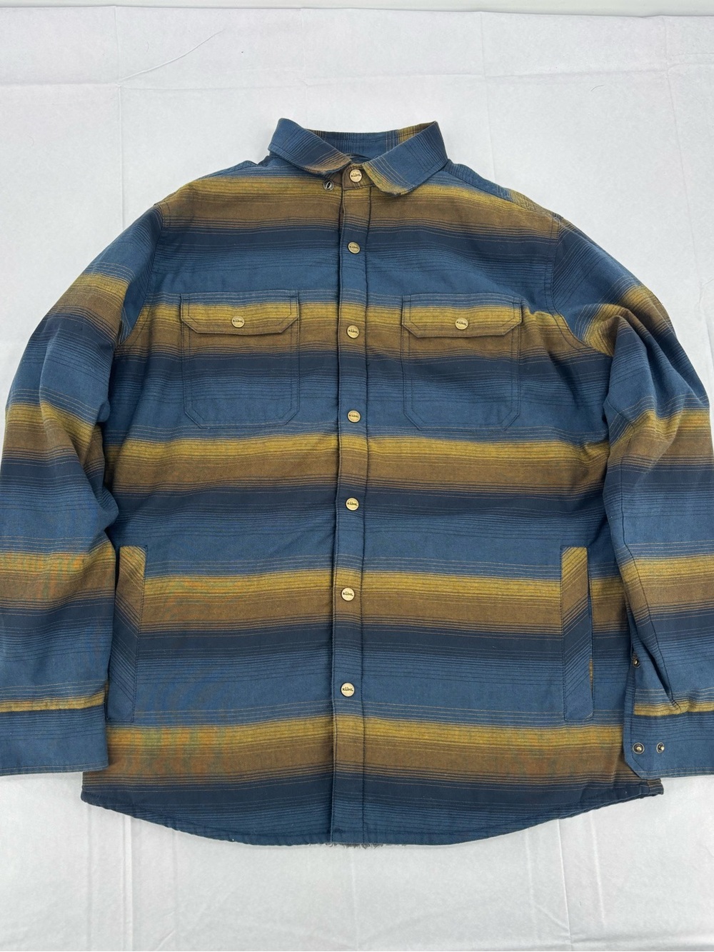 KUHL Joyrydr Shirt-Jac Striped Shirt Jacket Blue & Yellow Medium